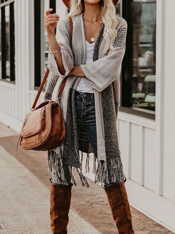 Western Fringed Knitted Cardigan