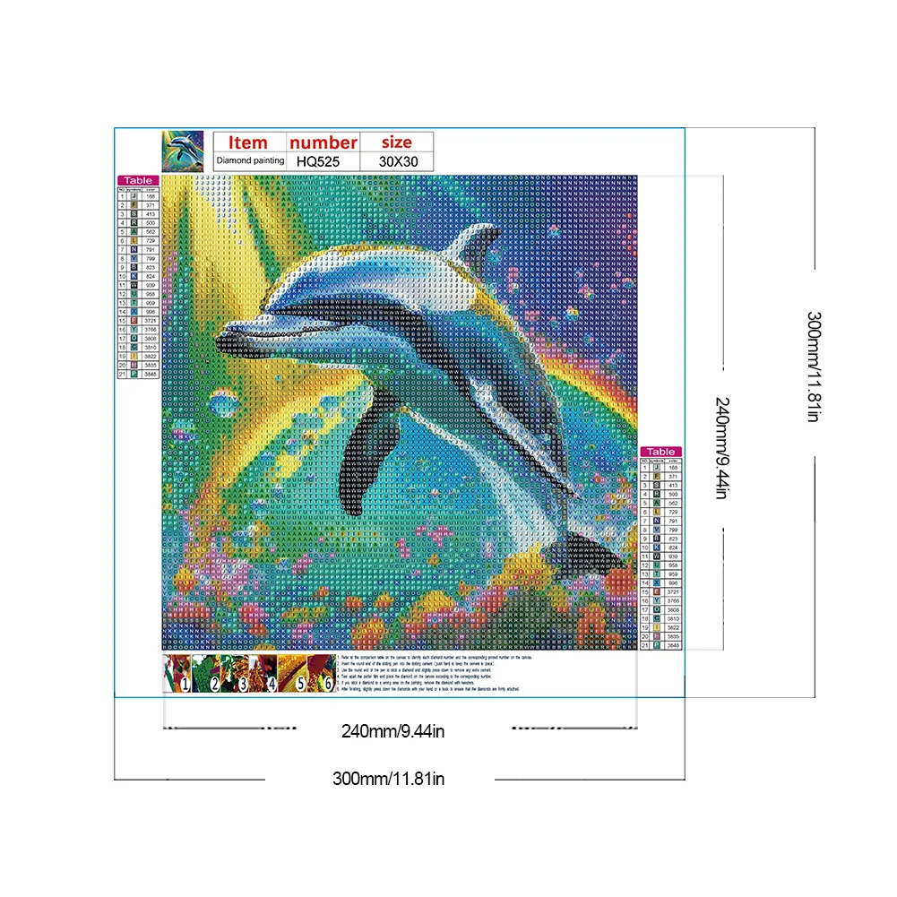 Diamond Painting - Full Round Drill - Dolphin(Canvas|30*30cm)
