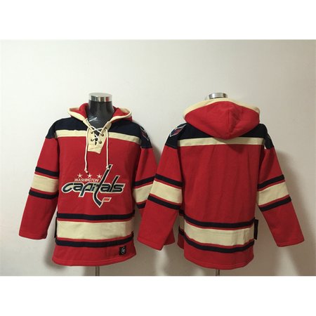 Men's Washington Capitals Blank Red Ageless Must-Have Lace-Up Pullover Hoodie