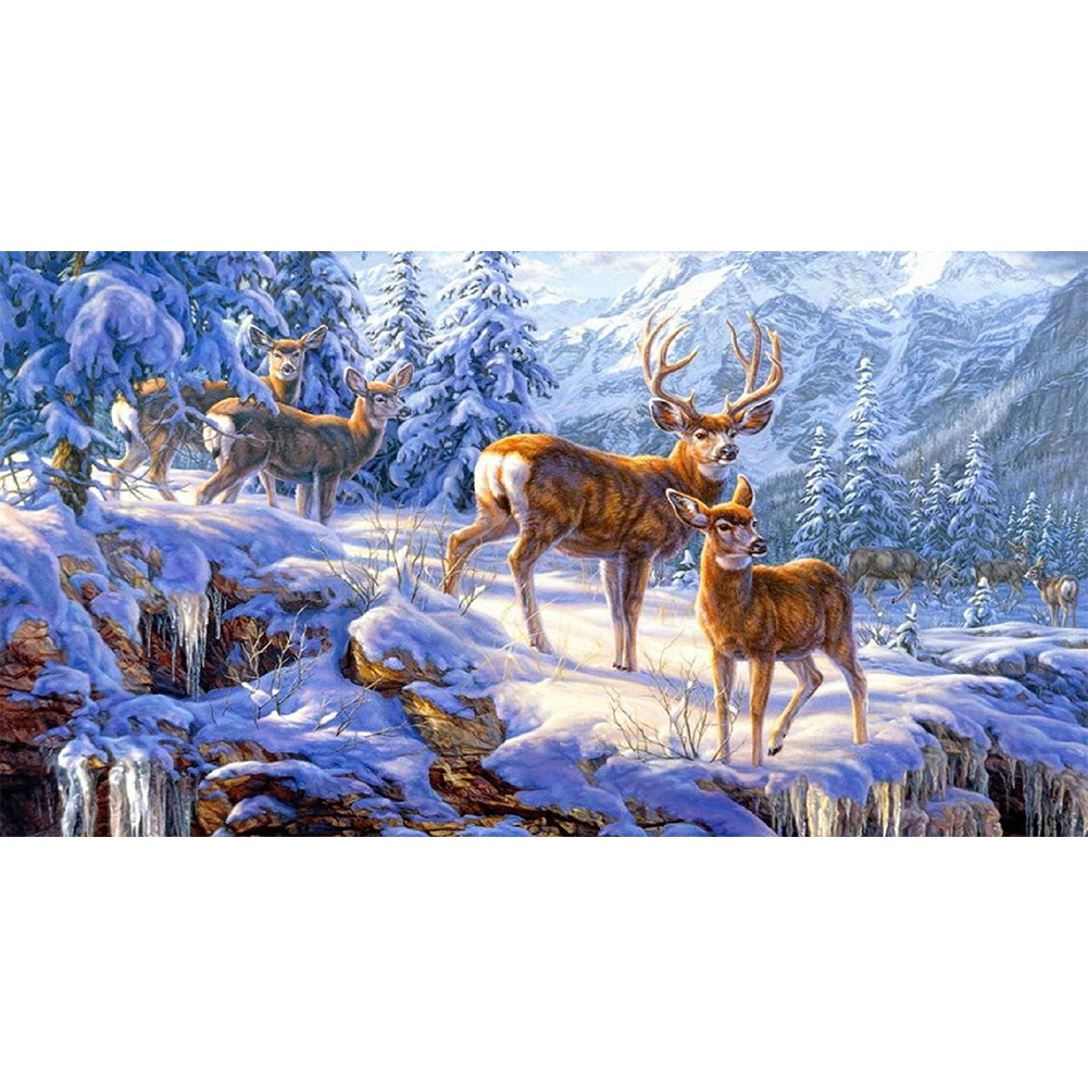 

Snow Deer - Round Drill Diamond Painting - 70*40CM (Big Size), 501 Original