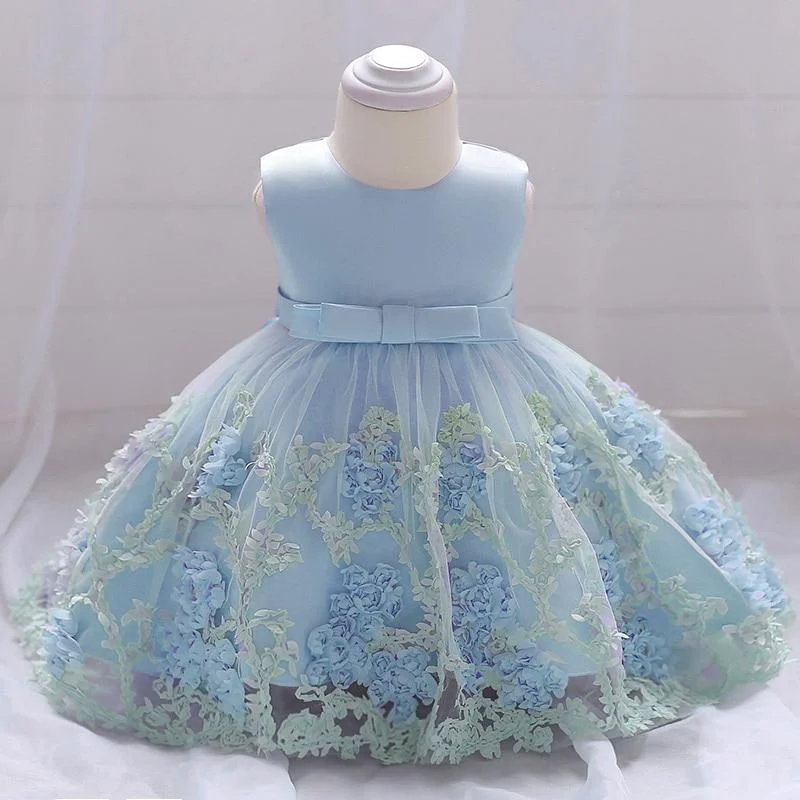 2021 Summer Baby Girl Dress Princess Frock Christening Dress For Baby Girl Clothes 2 1 Year Birthday Party Wedding Dress Flower
