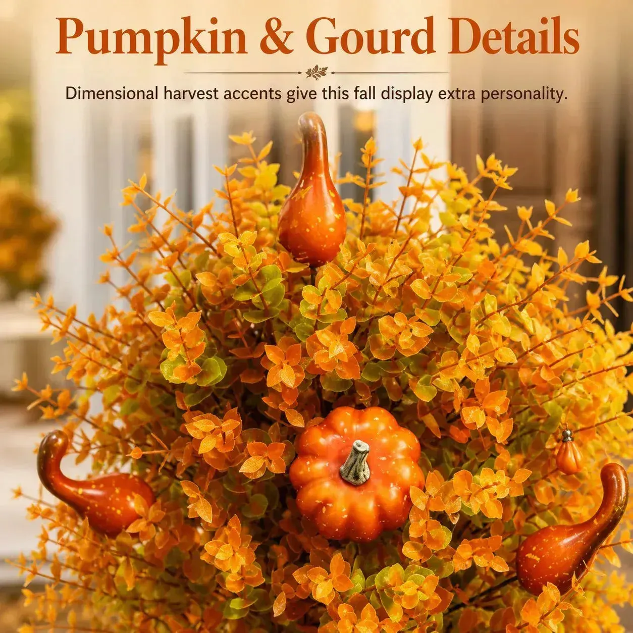 Artificial Fall Pumpkin Tree Stakes - Porch, Planter & Pathway Decor