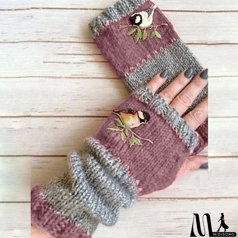 MidiSono - Christmas Warm Stitching Embroidered Gloves