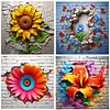 4pcs 5Diamond Painting -DIY Round Drill Flowers in The Wall