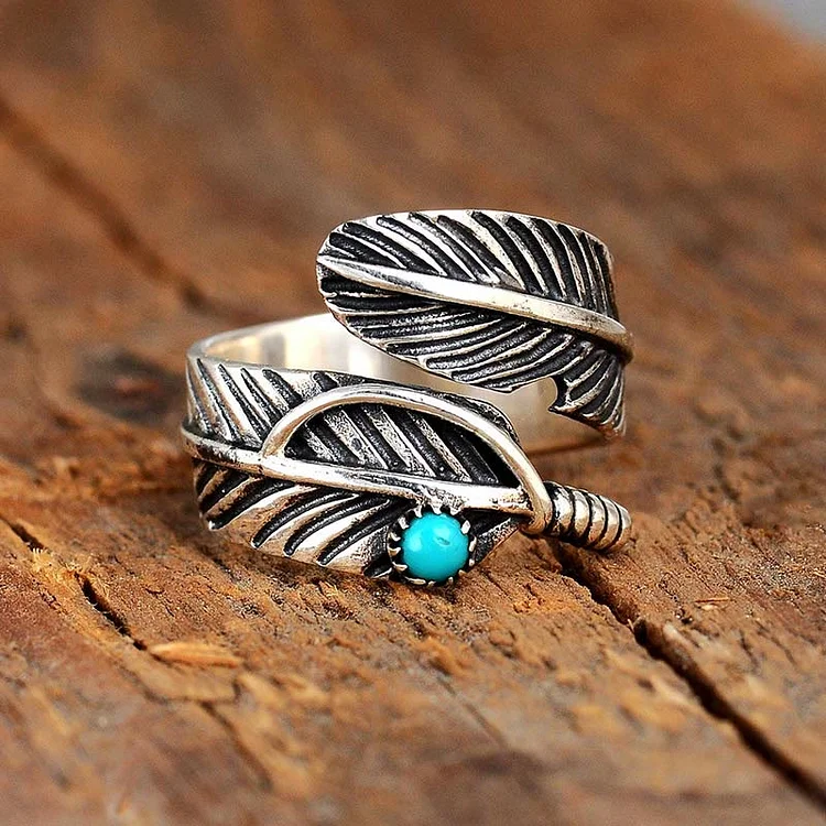 Turquoise Feather Jewelry Ring