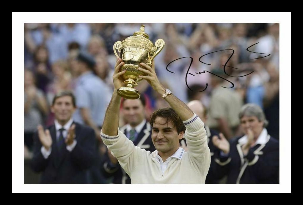 Roger Federer - 7 Time Wimbledon Champion Signed & Framed Photo Poster painting 1