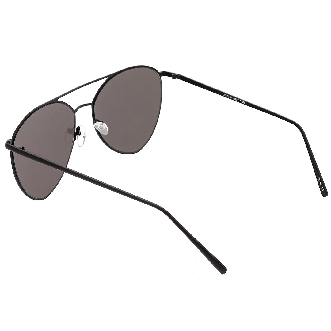 Oversize Thin Metal Aviator glasses Double Crossbar Mirrored Flat Lens 62mm