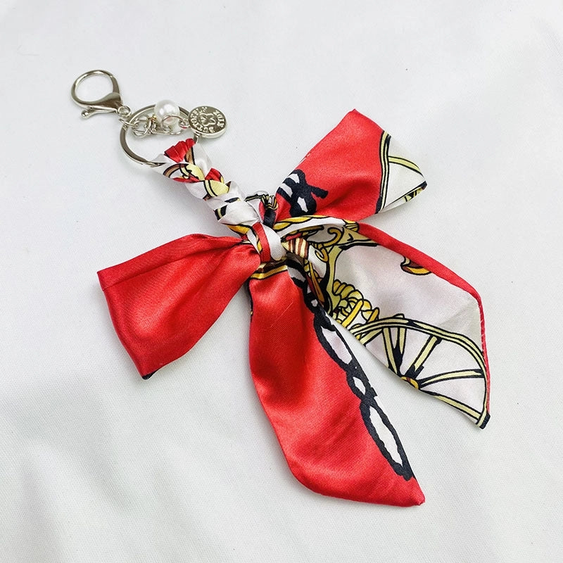 Sweet Minimalist Bow Knot Cloth Metal Unisex Bag Pendant Keychain