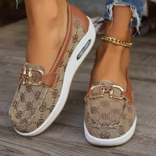 Yyvonne Large-Size Casual Single-Shoe Women Round Head Flat-Bottomed Metallic Buckle Fashion Single-Shoe Women