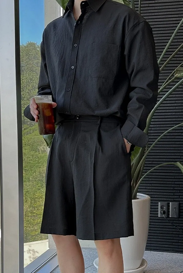 Men's Linen Blend Pants with Draped Silhouette