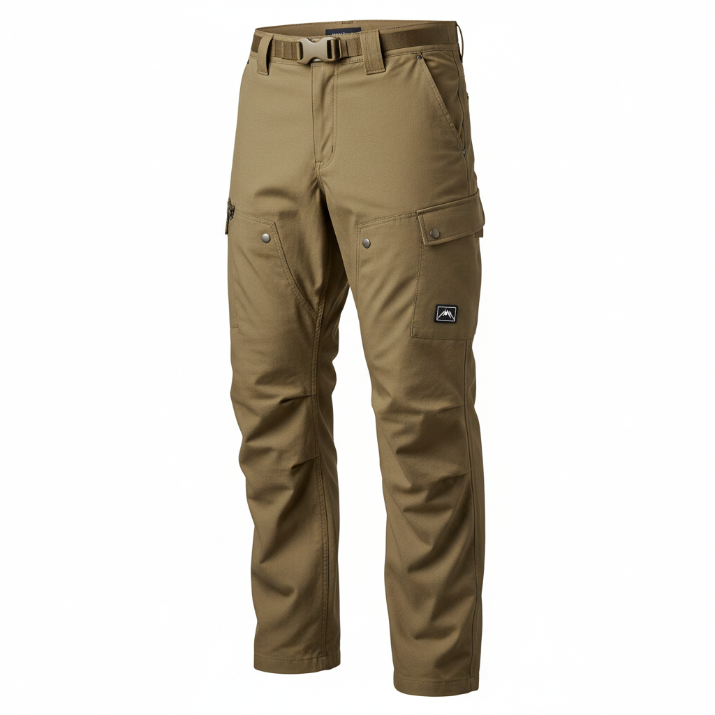 thesupersurf Khaki Cargo Pants with Multiple Pockets and Adjustable Waistband 
