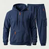 Men's 2 Pieces Sweatsuit Quarter-Zip Hoodie and Cargo Joggers Tracksuit Set by Inlyline