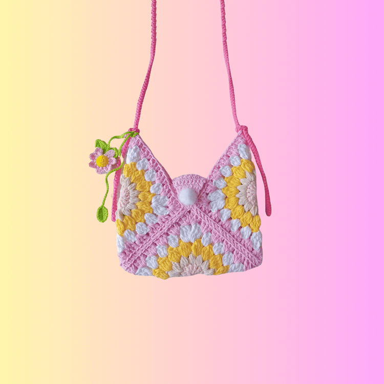 Lulusnow Handmade Light Pink Small Shoulder Bag Crochet Crossbody Bag