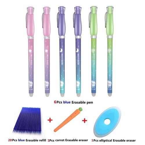 28Pcs/lot Kawaii Erasable Pen Refill Set Rods 0.38mm Erasable Pen Blue Black Ink Refill Office School Supplies