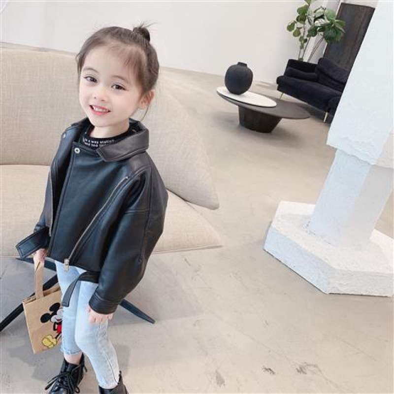 Fashion Baby Girl Boy PU Leather Jacket Infant Toddler Child Leather Coat Spring Autumn Outwear White Purple Black Clothes 1-7Y