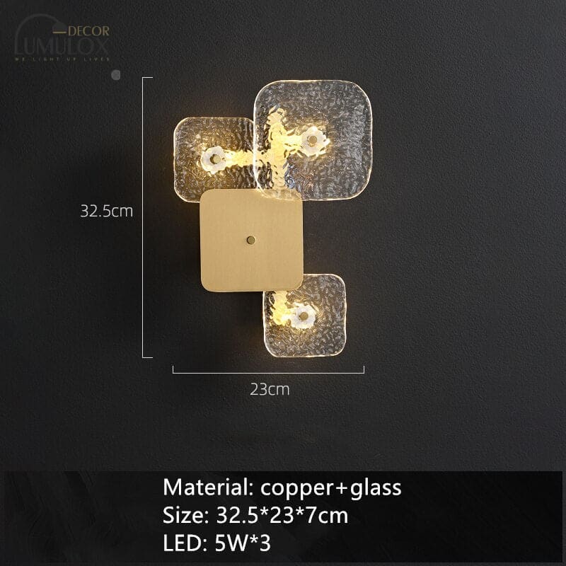 Art Design Brass Wall Lights Clear Glass Parlor Hotel Room Restaurant Sofa Background Sconce Home