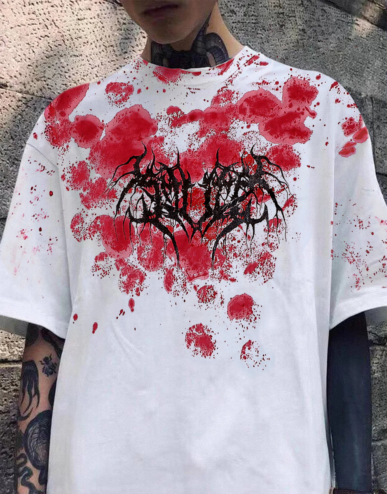 Black Metal Blood Stained T-shirt / TECHWEAR CLUB / Techwear