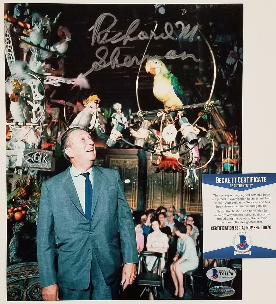 Disney Songwriter Richard Sherman signed 8x10 Photo Poster painting Tiki Room ~ Beckett BAS COA