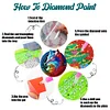 4 PCS Wooden Diamond Painted Placemats Round Placemat with Holder (Wolf)