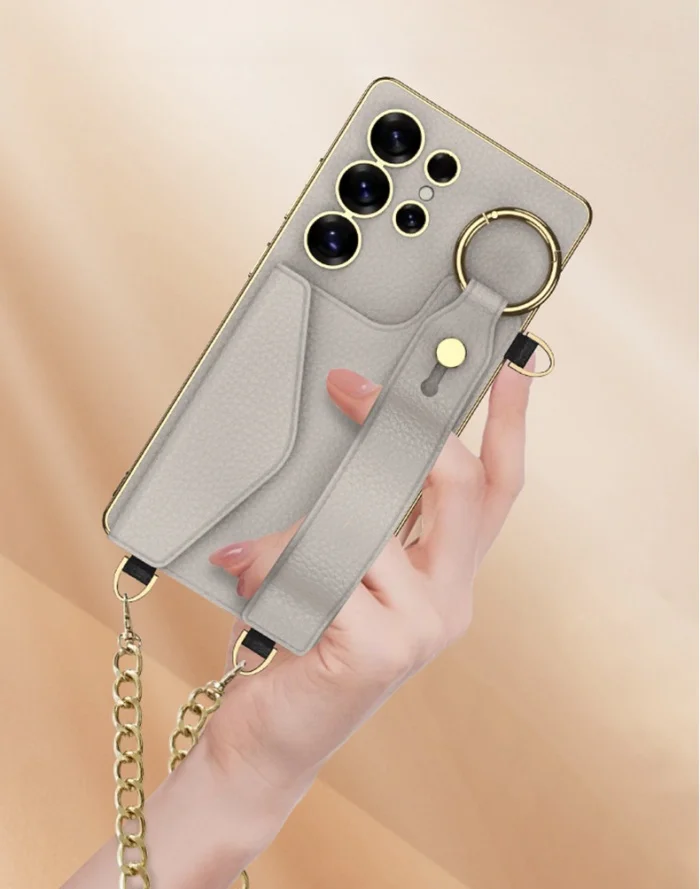Samsung S25Ultra card holder wrist strap crossbody phone case