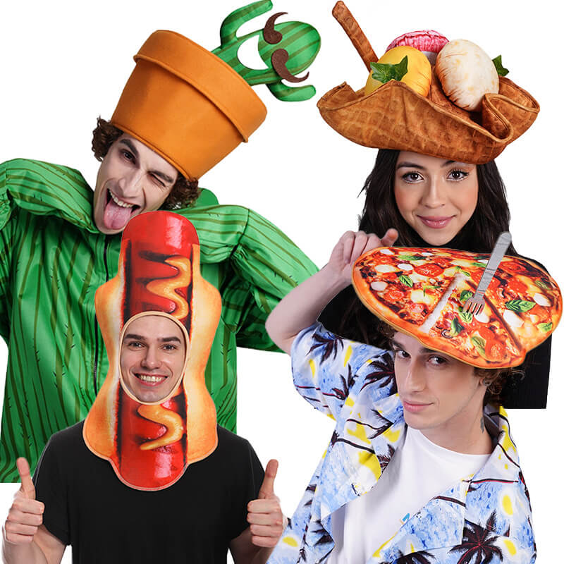 Funny Halloween Hat Unisex Adult Hot Dog Crazy Hat Novelty Food Hat for Holiday Party Dress Up