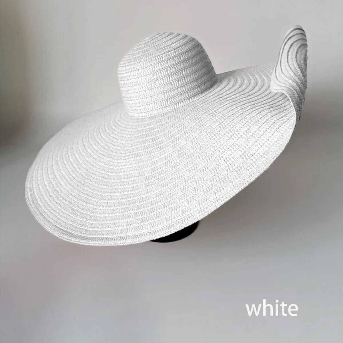 Extra Large Beach Sun Protection Straw Hat for Women, Soft Brim Sun Hat Summer Roll-Up Foldable Sun Hat-MERUMOTE