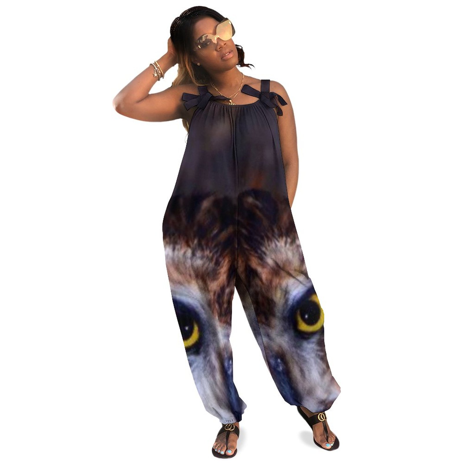 Owl Eyes Plus Size Wide Leg Jumpsuit Women Summer Casual Short Plus Size Overalls Open Back Romper Tall Jumpsuit Long Length Pockets