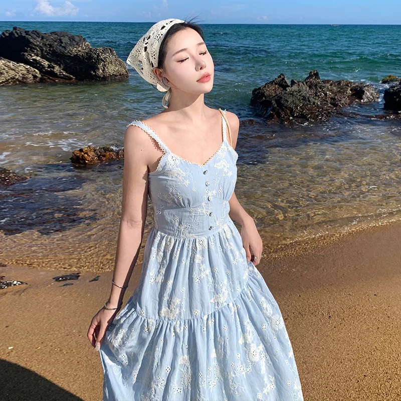 Zingj Zingj Pat Water Soluble Ten Thousand Needle Thorn Embroidery Heavy Industry Dress New Sling Skirt