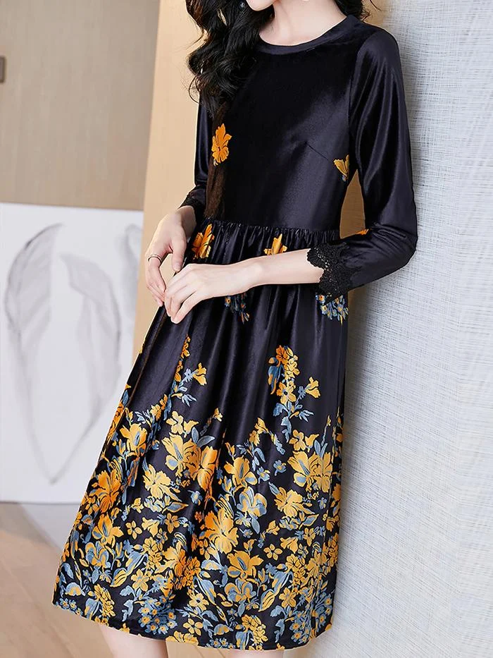 Elegant and Fashionable Gold Velvet Dress