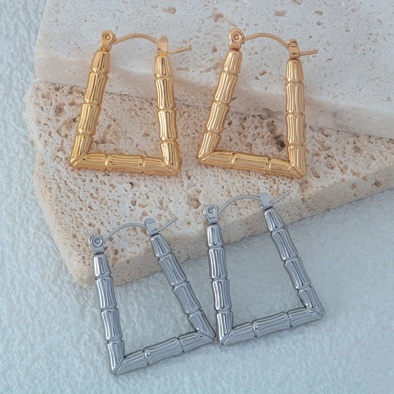 1 Pair Minimalist Solid Color 304 Stainless Steel Earrings