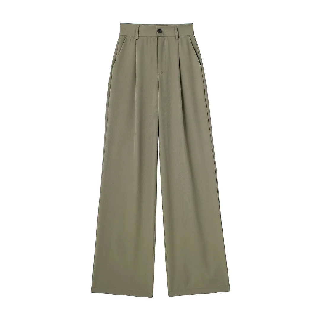 Nigikala Nigikala And Autumn 2025 New Women's Front Folded High-Waisted Trousers Casual Trousers Women A67231