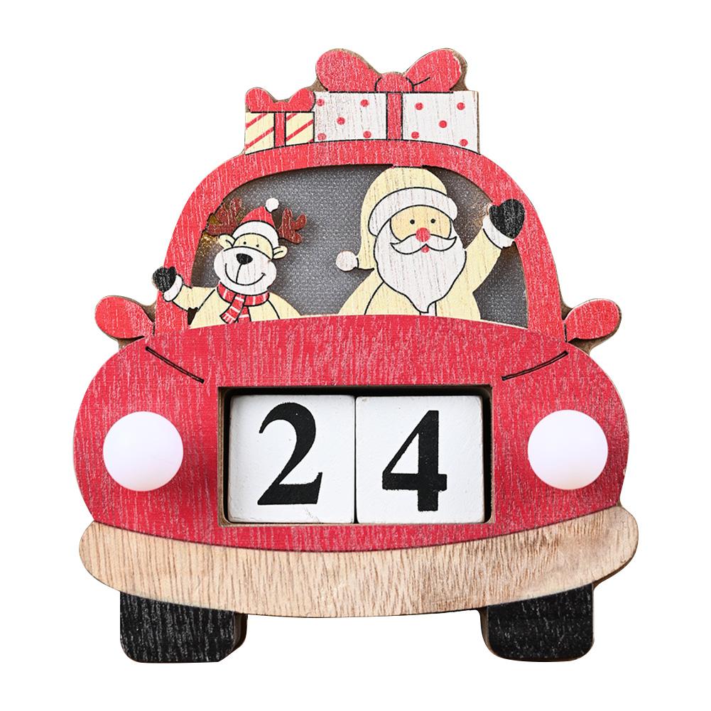 

Wooden Christmas Calendar Pendant Santa Claus Driving Desktop Ornament Gift, 501 Original