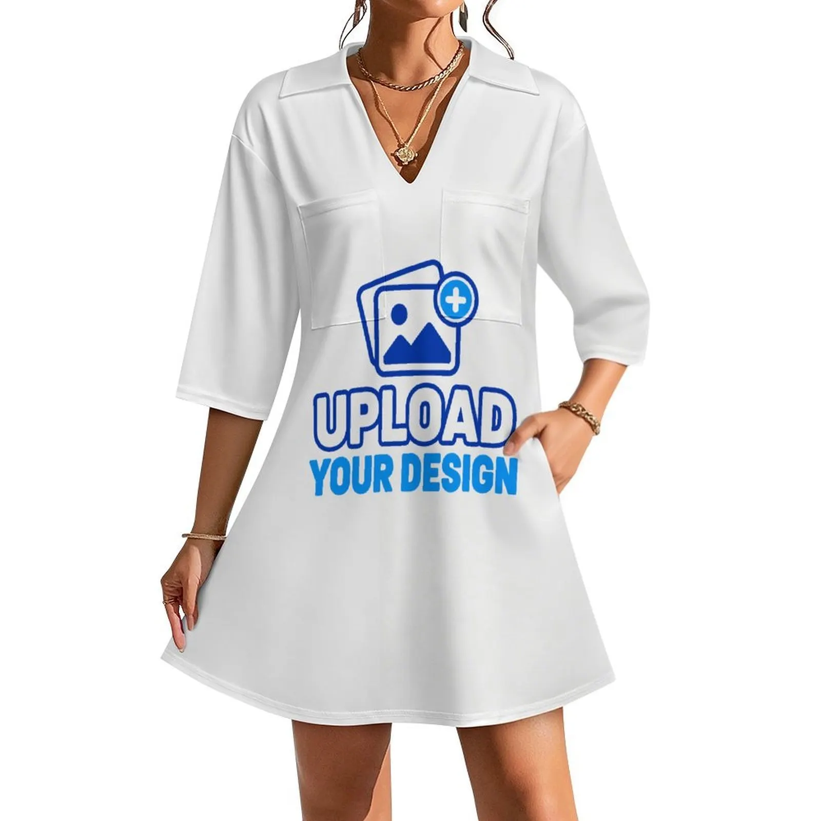 V-Neck Polo-Collar Dress &ndash; personalized print product image 8
