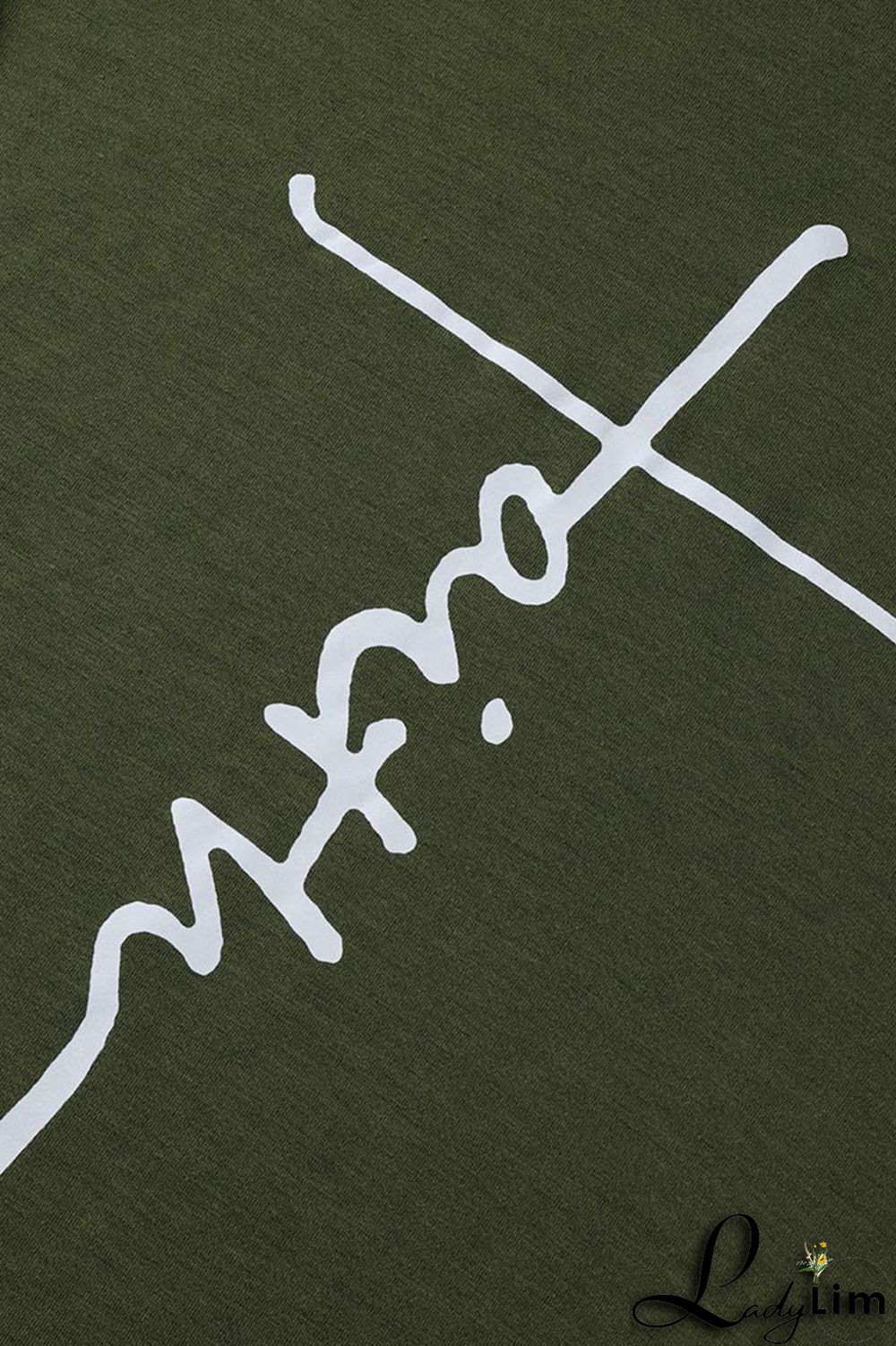 Army Green Fashion Casual Print Asymmetrical O Neck Plus Size Two Pieces