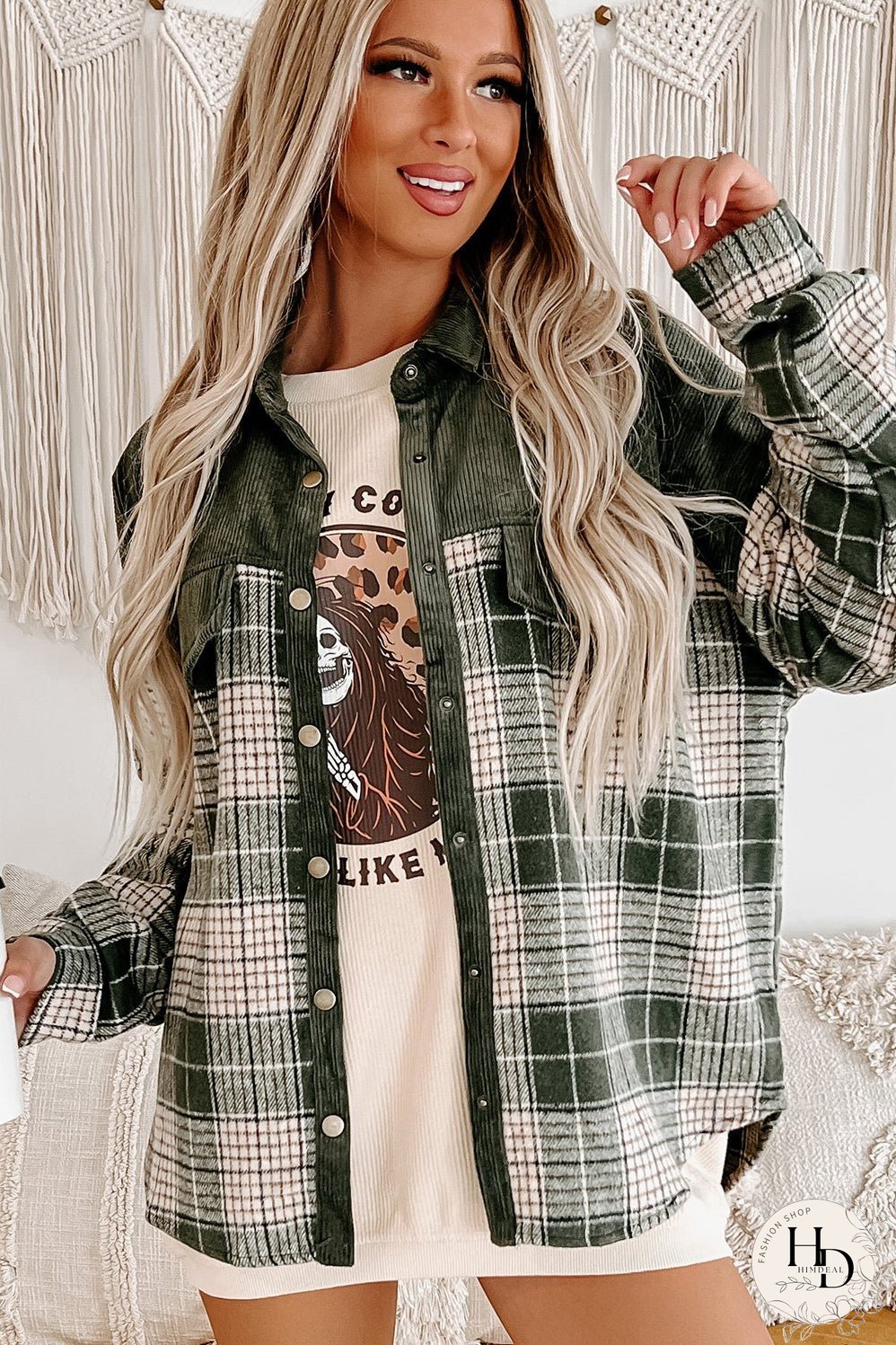 Plaid Zip-Up Hooded Coat with Pockets