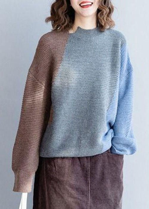 Fashion Grey Patchwork Woolen Knit sweaters Winter CK1540- Fabulory
