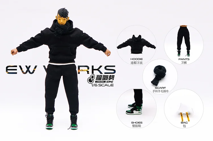 CPC001 In stock CPOP CREW 1/6 male soldier clothing trendy sports sweater set-aliexpress