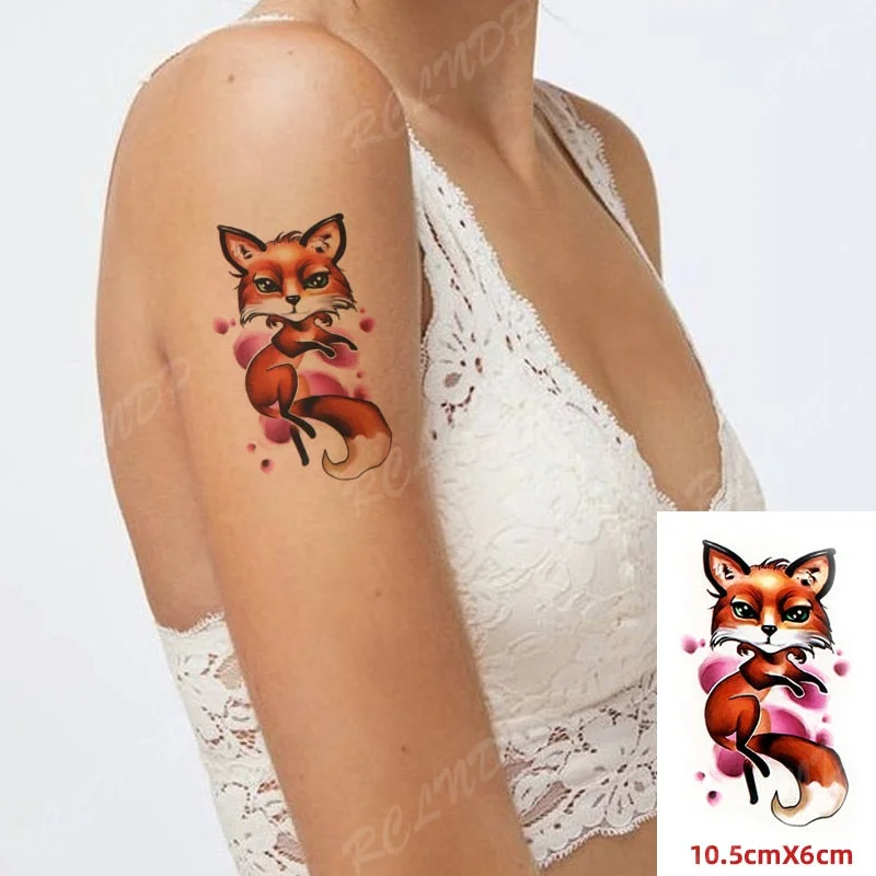 Waterproof Temporary Tattoo cute squirrel fox dog rabbit owl Cat animal fake tatto stickers flash tatoo for kids girl women lady