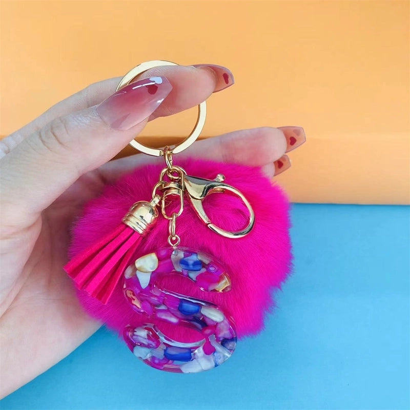 Minimalist Commute Letter Hairball Resin Unisex Bag Pendant Keychain