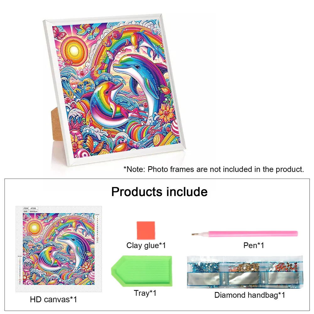 Diamond Painting - Partial Special Shaped Drill - Dolphin(Canvas|30*30cm)