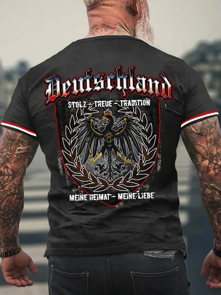 M&auml;nner Deutschland Meine Heimat Meine Liebe bedrucktes Kurzarm-T-Shirt