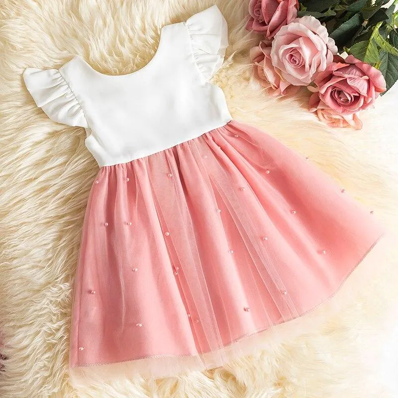 Girls Lace Princess Dress For Toddler Kids Baby Flower Embroidery Tutu Wedding Birthday Party Elegant Costume Children 1-5 Years