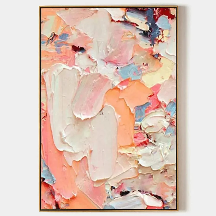 CORAL DREAM: Textured Abstract Painting, Pink and Orange Wall Art, Vertical Canvas, Impasto Decor（Canvas painting）