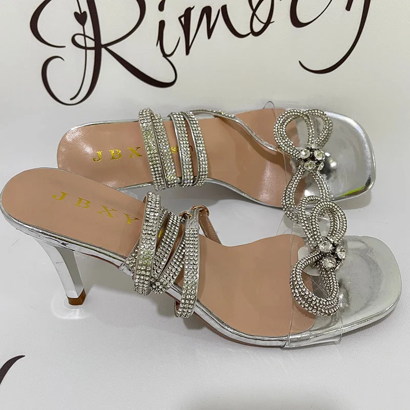 Women Sexy Stiletto High Heels Crystal Sandals Fashion Rhinestone Bowknot Party Shoes Woman Summer Ankle Strap Sandalias