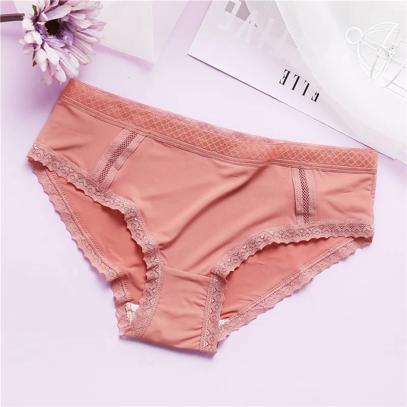 M-XL Sexy Seamless Panties Women Lace Underwear Solid Color Female Underpants Briefs Pantys for Woman Hollow Intimates Lingerie