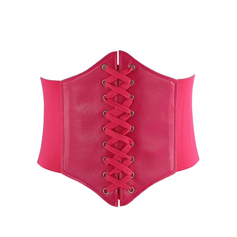 Women's Vintage Gothic Leather Lace-up Corset Belts Slimming Waist Corset Black Wide Belt