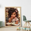 >SALE<Full Embroidery Eco-cotton Thread 11CT Print Curly Hair Girl Cross Stitch40x50cm