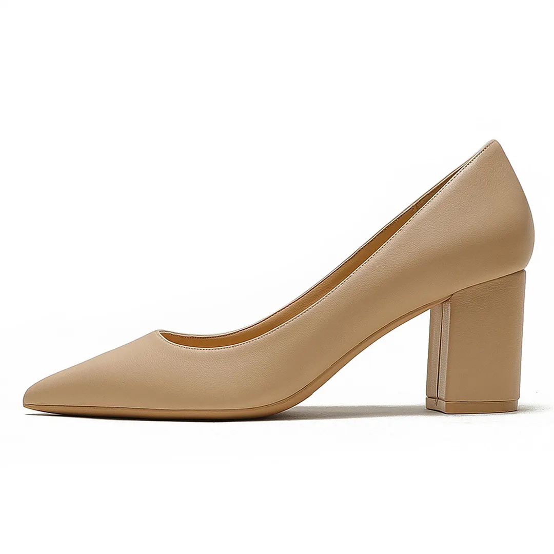 6.5cm /2.55 inch Chunky Heels Comfortable Middle Block Matte Pumps