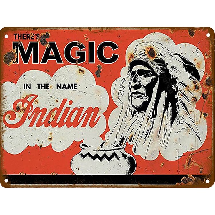 Magic In The Name Indian Motorcycles - Vintage Tin Signs/Wooden Signs - 7.9x11.8in & 11.8x15.7in