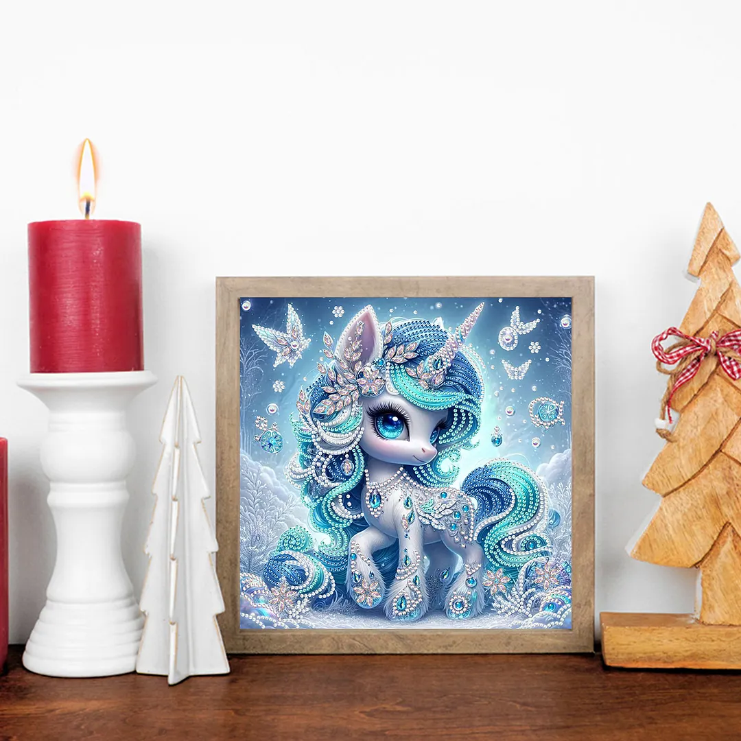 Blue Unicorn - Diamond Painting - Partial Special Shaped Drill(Canvas|30*30cm)